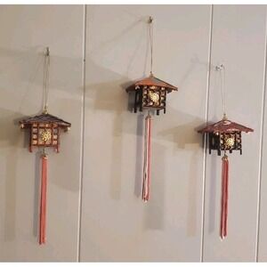 Lot of 3 Vintage Inarco Japan Pagoda Ornaments in Original Boxes Mid Century MCM